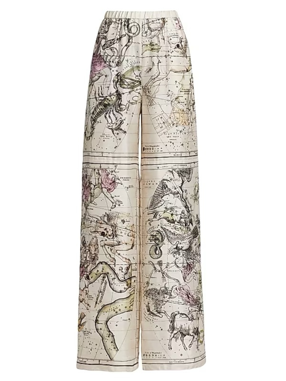 Rosetta Getty Scarf-Paneled Silk Wide-Leg Pants Retail $1,595